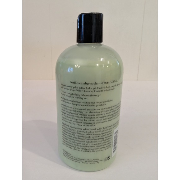 Philosophy Cucumber Basil Shampoo Shower Gel Bubble Bath 16 Ounce 3 In 1 NEW - Picture 2 of 4